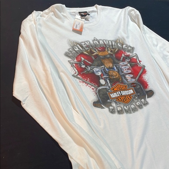Harley-Davidson White Long Sleeve Tee, Rocky’s H-D London Ontario Canada NWT - Picture 3 of 11